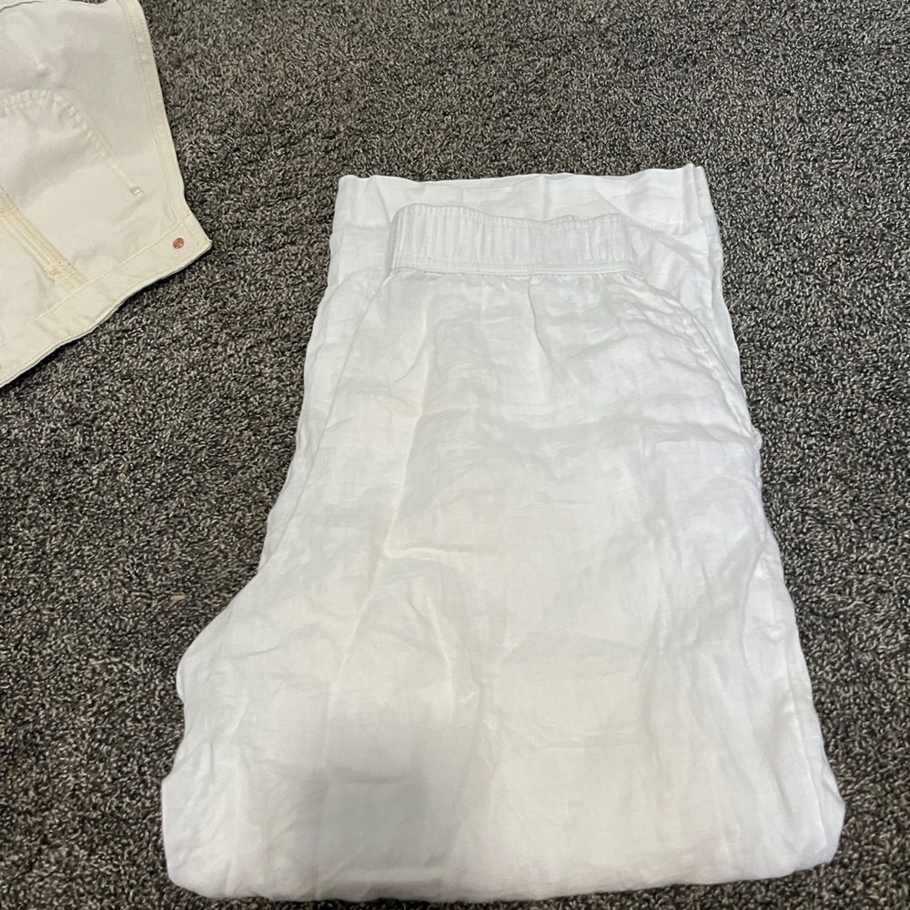 White linen pants